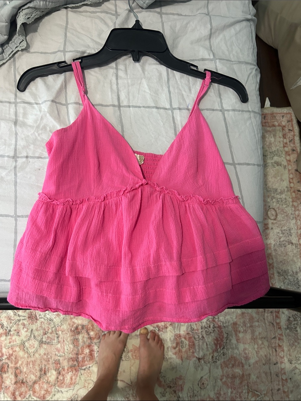 Women’s Pink V-Neck Tiered Cami Top
